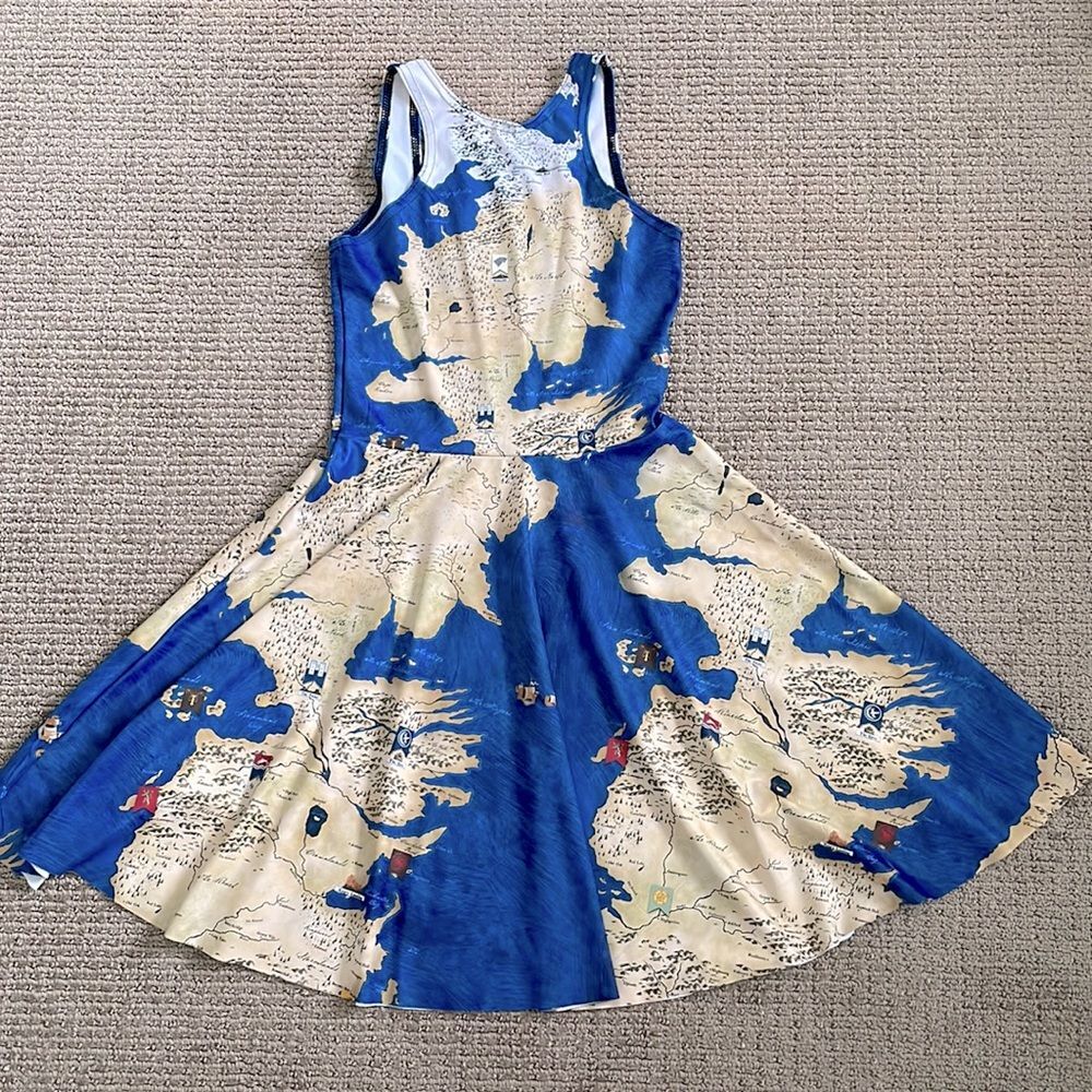Blackmilk Game of Thrones Westeros Map Skater Dress XXS mini scoop neck tank GoT - Picture 3 of 8
